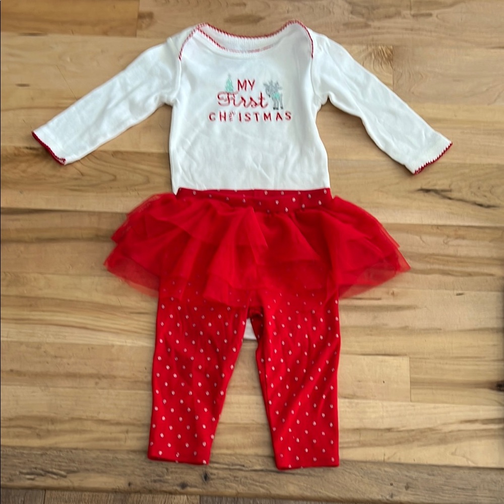 Carter's My First Christmas White & Red 2 pc set 6 months
